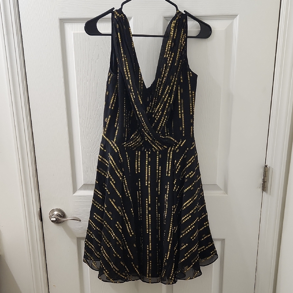 Shoshanna Black Dress with Gold Detailing
